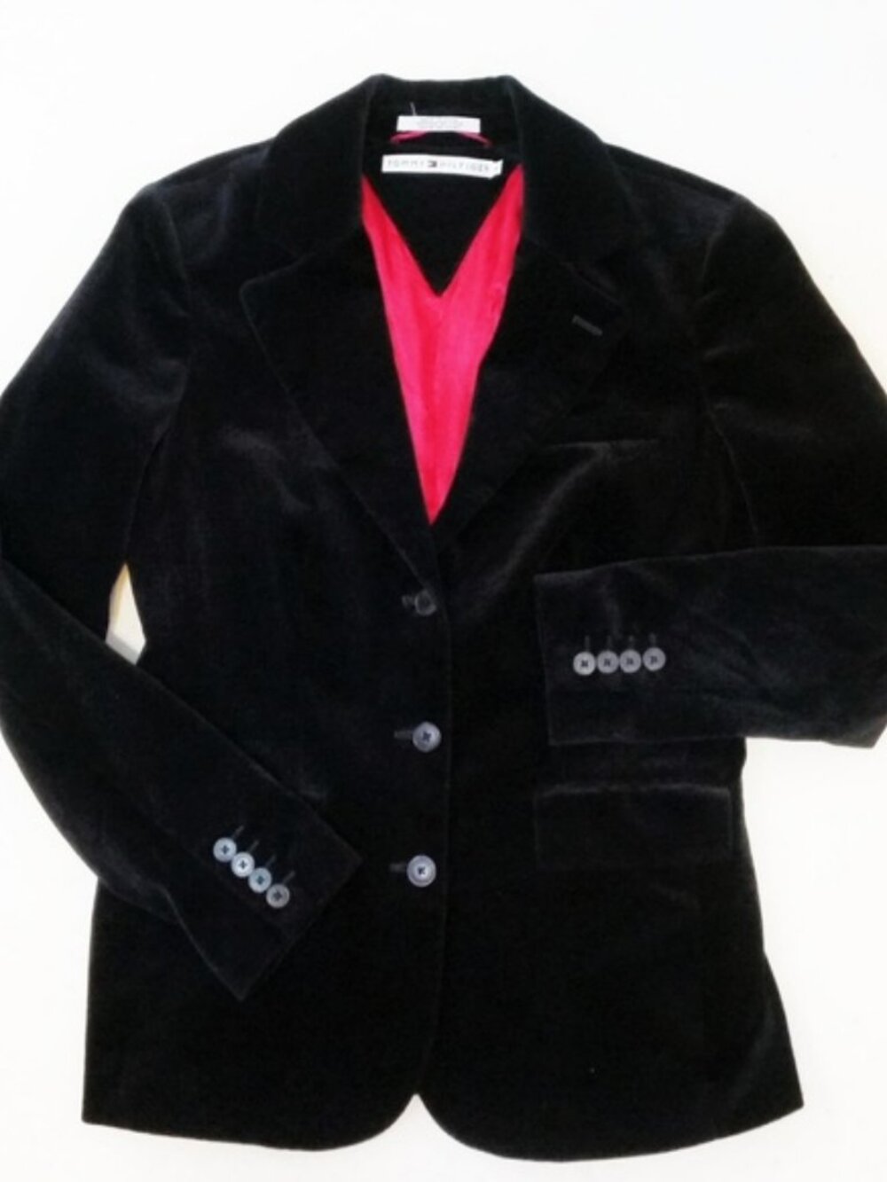 Tommy Hilfiger Black Velvet Blazer Jacket 3 Button